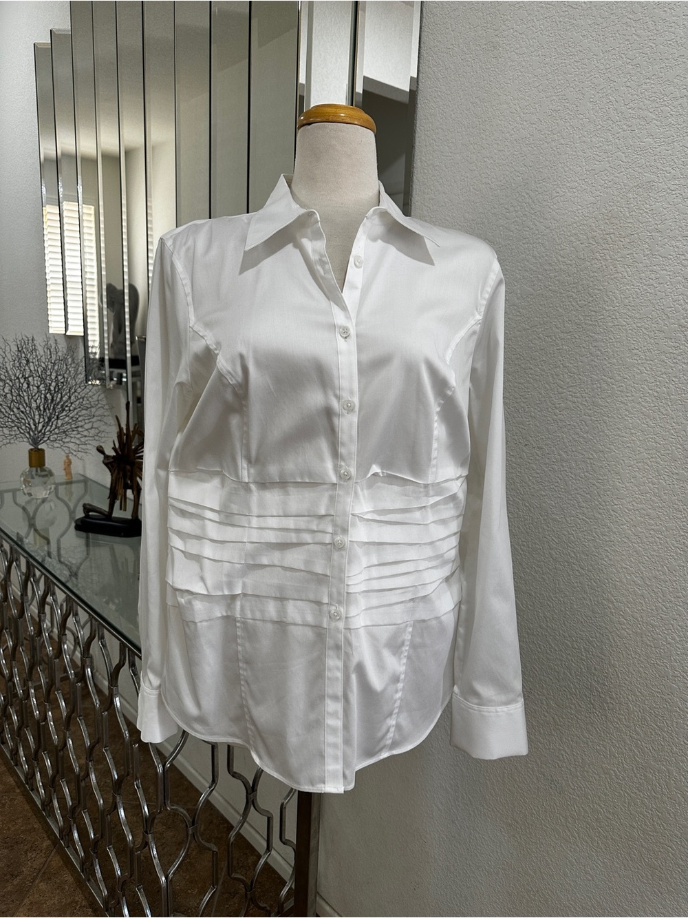 ANTONIO MELANI White Pleated Button-Down Shirt